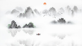 新中式水墨山水背景墙