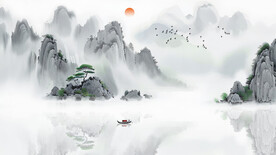 山水画电视背景墙 