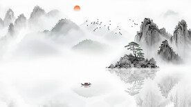 中国风水墨山水背景墙