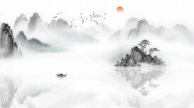 简约水墨意境山水背景