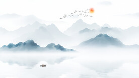 中国风意境水墨山水画