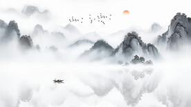 意境山水电视沙发背景墙