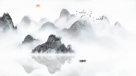 写意山水背景墙