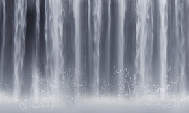 瀑布水墨山水画