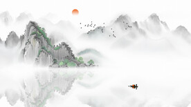 中式水墨山水电视背景