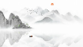 新中式意境山水背景墙