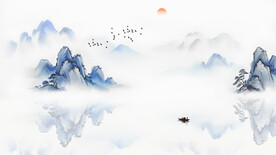 大气意境水墨山水背景