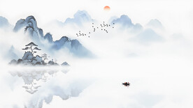 中国风意境水墨山水画