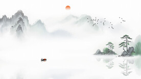 水墨意境山水风景背景