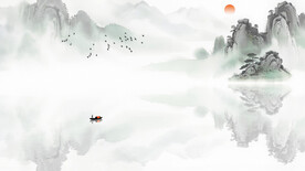 新中式淡雅意境山水画