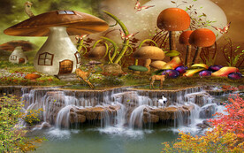 鸿运当头瀑布3d风景画背景墙