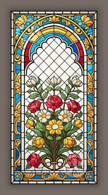 印度风情蒂凡尼教堂彩绘玻璃图案