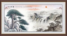 迎客松山水画