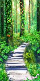 梦幻唯美风景树林草地花卉玄关