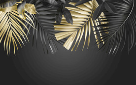 热带植物金色叶子背景墙