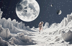 宇航员月球星空背景墙