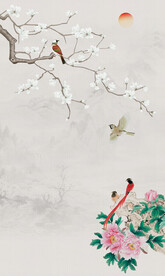 花鸟画玄关装饰画