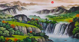 山水风景画背景墙