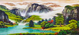聚宝盆山水风景画