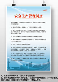 蓝色安全生产管理制度上墙制度牌