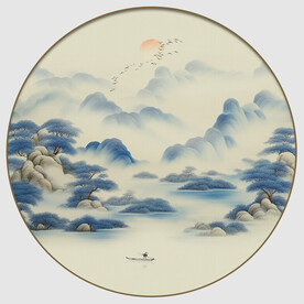 圆形山水画