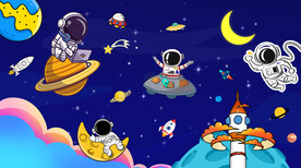 太空宇航员儿童房背景墙