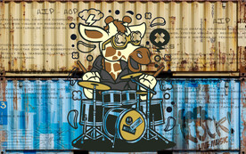 集装箱卡通涂鸦背景