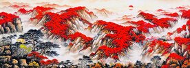 鸿运当头山水画