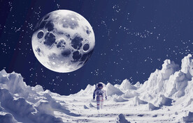 宇航员月球星空背景墙