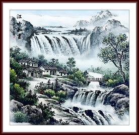 瀑布国画