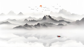 中国风意境水墨山水画