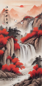 竖幅山水画