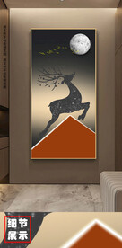 现代简约轻奢几何发财鹿玄关画