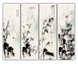 梅兰竹菊四条屏