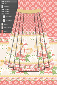 马面裙汉服花手绘高清分层