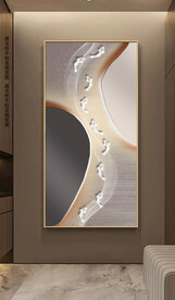 现代几何轻奢线条九鱼图玄关画