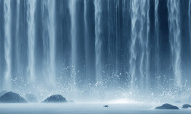 蓝色瀑布山水画