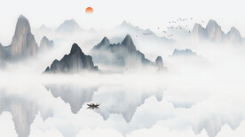 水墨禅意山水画