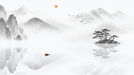 中式山水背景墙