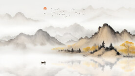 中式山水背景画