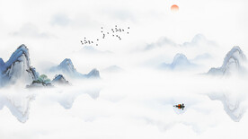 水墨山水壁画电视墙