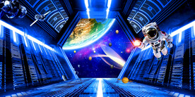 空间站3D太空舱宇航员背景墙