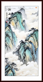 竖幅水墨山水画