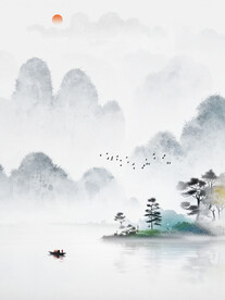 禅意山水背景墙