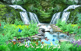 财源滚滚山水画背景墙