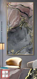 现代抽象水墨肌理金箔艺术玄关画