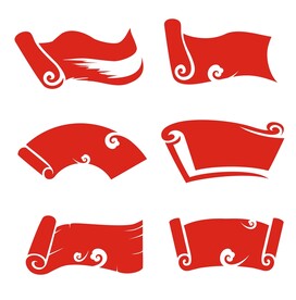 中国风古典祥云扇形卷轴浪花纹