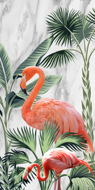 手绘热带雨林风景火烈鸟玄关