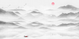 黑白水墨山水画