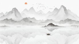 新中式水墨山水背景墙